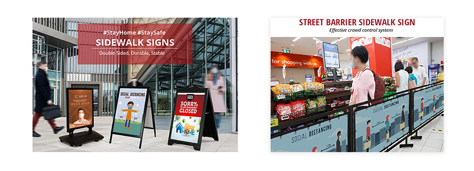 covid-19 sidewalk signs retail barriers